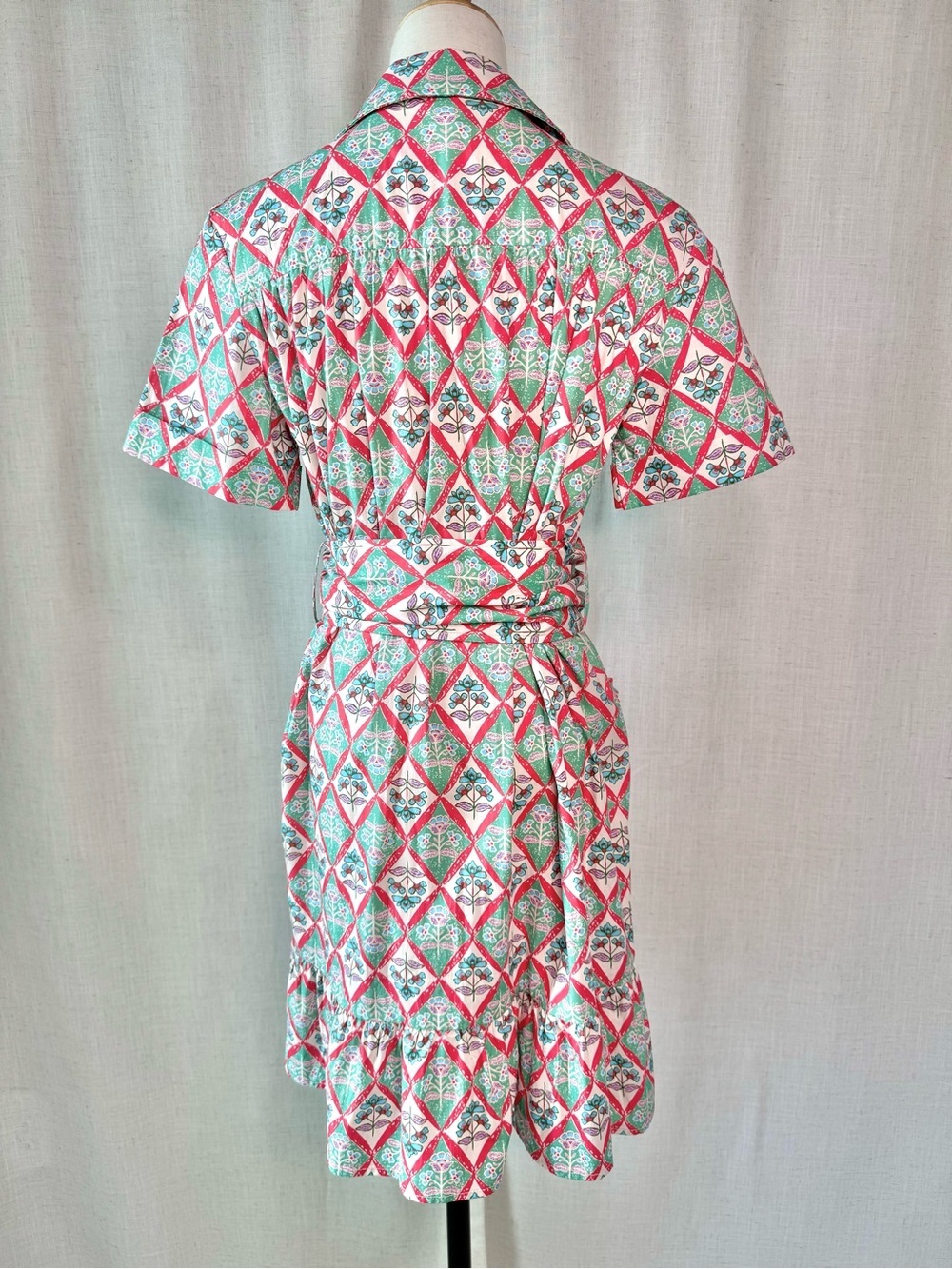 Karlie Naomi Paris Floral Shirt Dress w Belt Green Print Size Small NWT - Picture 4 of 15
